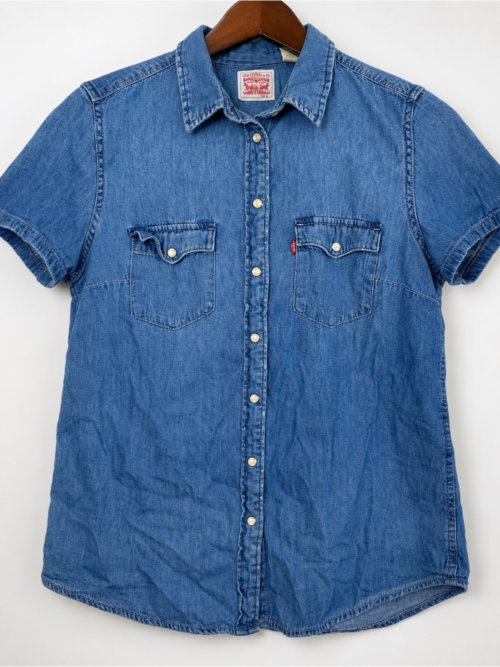 Levi's Medium Blue Denim Short Sleeve Snap-Front Shirt